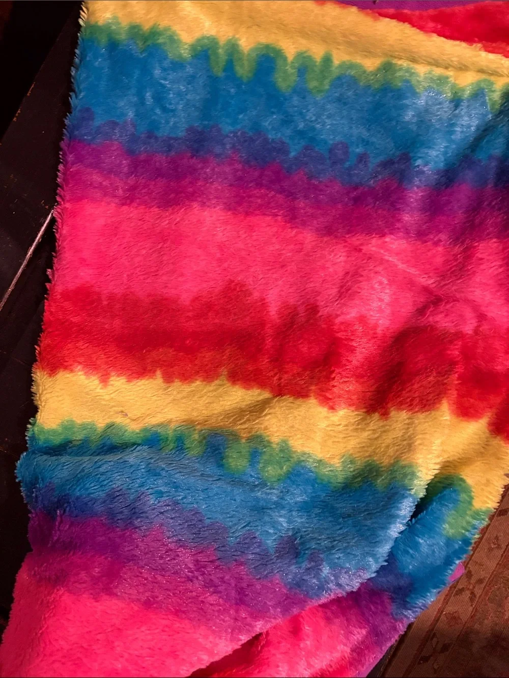 Rainbow Tie-Dye Fleece throw - Purple Lining